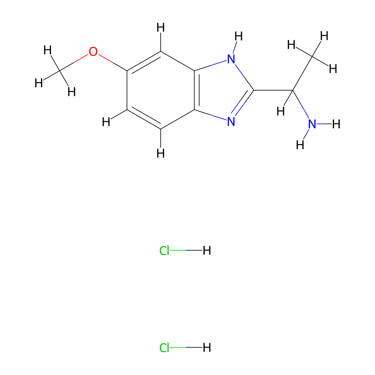 1-(5-methoxy-1H-1,3-benzodiazol-2-yl)ethan-1-amine dihydrochloride molecular structure, CAS 1797943-04-4