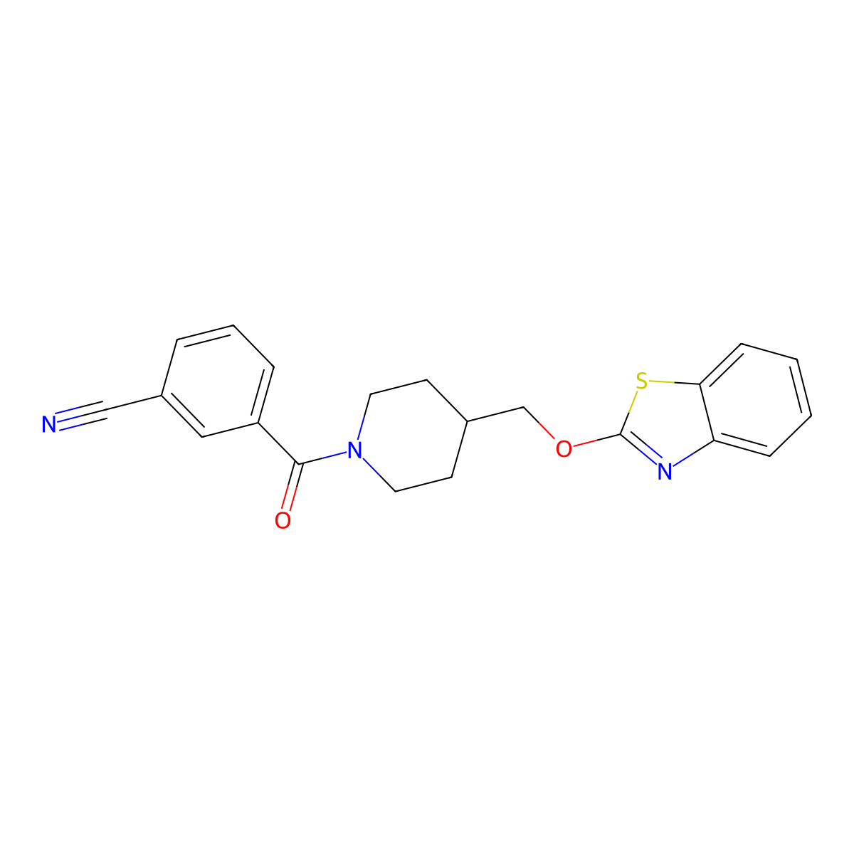 3-(4-((Benzo[d]thiazol-2-yloxy)methyl)piperidine-1-carbonyl)benzonitrile molecular structure, CAS 1797951-52-0
