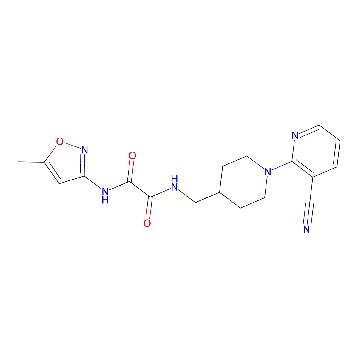 N1-((1-(3-cyanopyridin-2-yl)piperidin-4-yl)methyl)-N2-(5-methylisoxazol-3-yl)oxalamide molecular structure, CAS 1797951-56-4