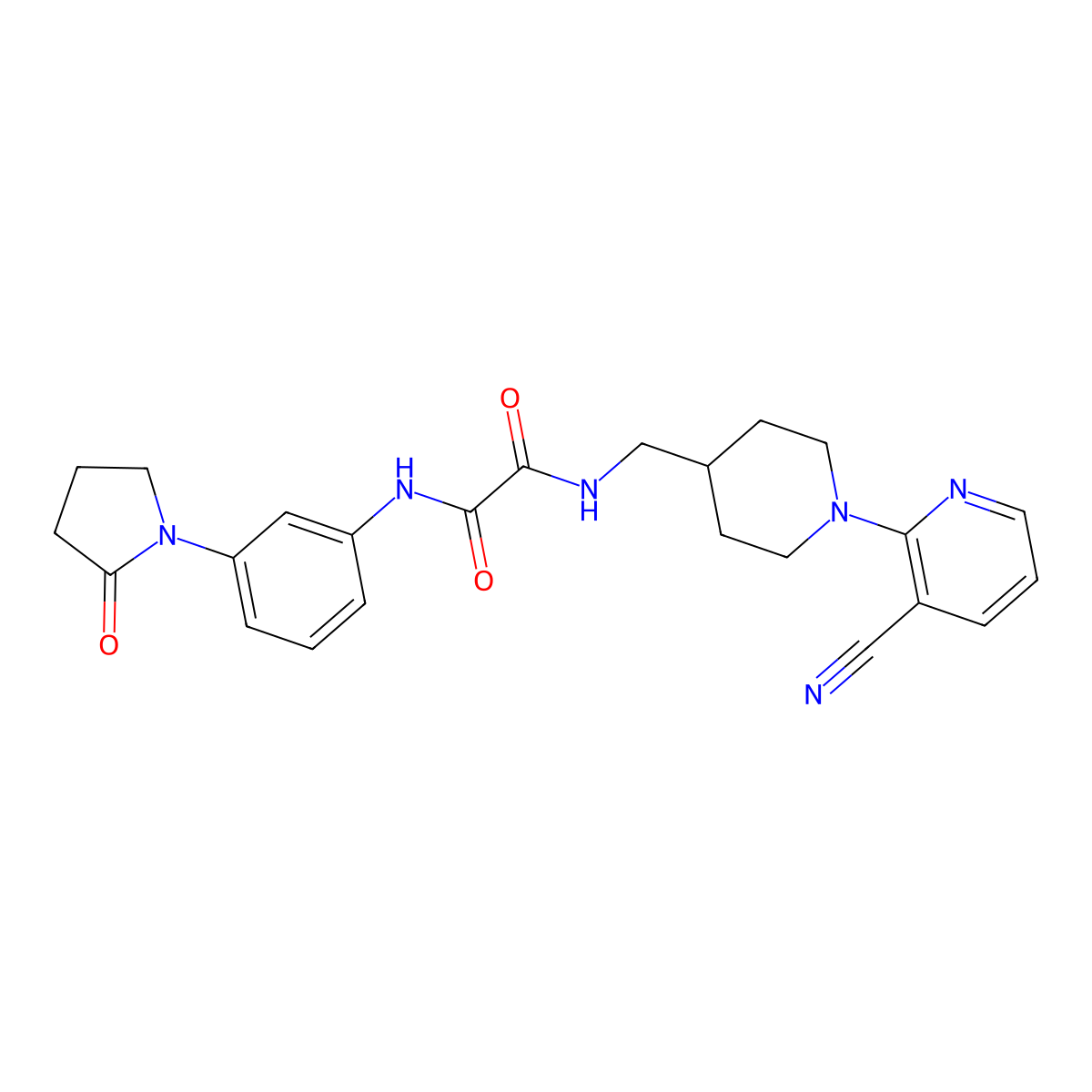 N1-((1-(3-cyanopyridin-2-yl)piperidin-4-yl)methyl)-N2-(3-(2-oxopyrrolidin-1-yl)phenyl)oxalamide molecular structure, CAS 1797951-64-4