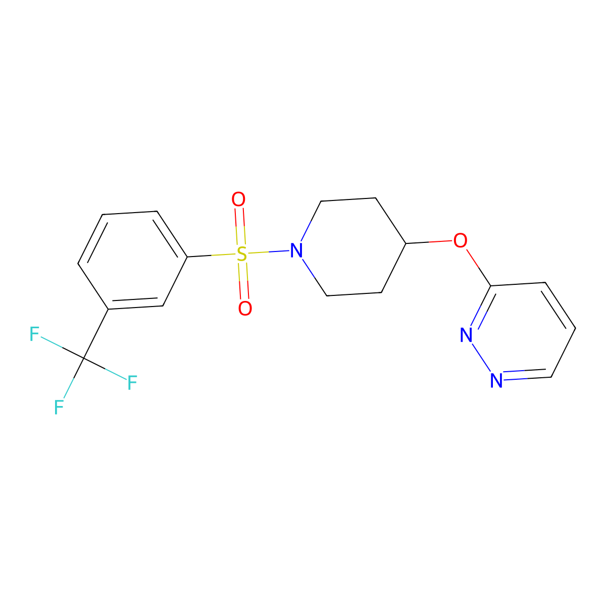 3-((1-((3-(Trifluoromethyl)phenyl)sulfonyl)piperidin-4-yl)oxy)pyridazine molecular structure, CAS 1797951-84-8
