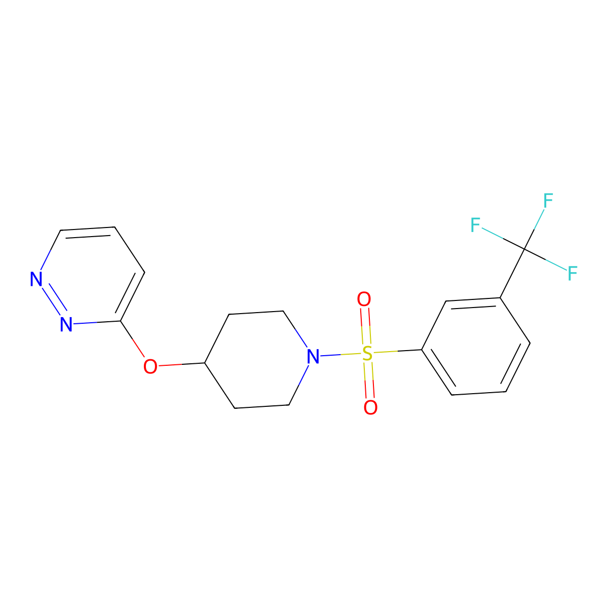 3-((1-((3-(Trifluoromethyl)phenyl)sulfonyl)piperidin-4-yl)oxy)pyridazine molecular structure, CAS 1797951-84-8