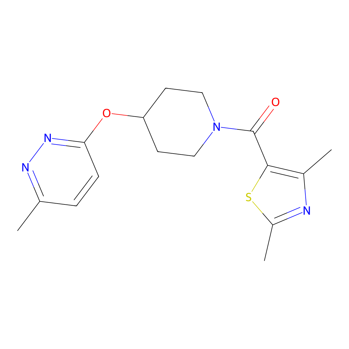 (2,4-Dimethylthiazol-5-yl)(4-((6-methylpyridazin-3-yl)oxy)piperidin-1-yl)methanone molecular structure, CAS 1797951-89-3