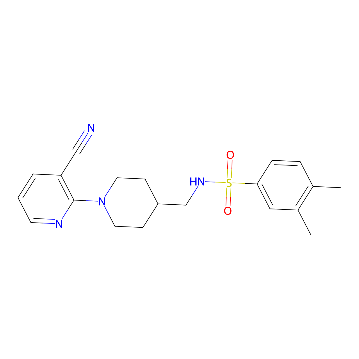 N-((1-(3-cyanopyridin-2-yl)piperidin-4-yl)methyl)-3,4-dimethylbenzenesulfonamide molecular structure, CAS 1797951-92-8