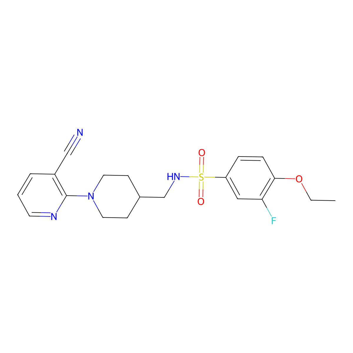 N-((1-(3-cyanopyridin-2-yl)piperidin-4-yl)methyl)-4-ethoxy-3-fluorobenzenesulfonamide molecular structure, CAS 1797951-95-1