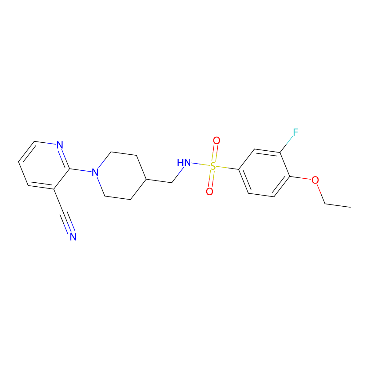 N-((1-(3-cyanopyridin-2-yl)piperidin-4-yl)methyl)-4-ethoxy-3-fluorobenzenesulfonamide molecular structure, CAS 1797951-95-1
