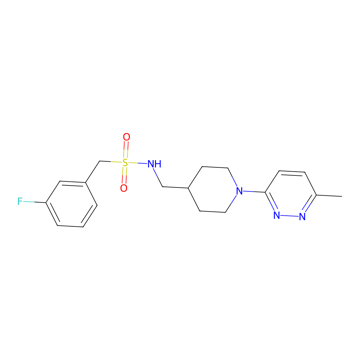 1-(3-fluorophenyl)-N-((1-(6-methylpyridazin-3-yl)piperidin-4-yl)methyl)methanesulfonamide molecular structure, CAS 1797952-00-1
