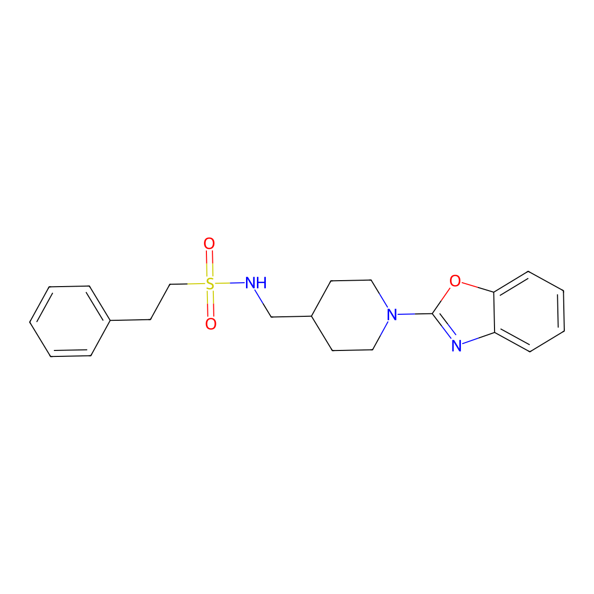 N-((1-(benzo[d]oxazol-2-yl)piperidin-4-yl)methyl)-2-phenylethanesulfonamide molecular structure, CAS 1797952-18-1