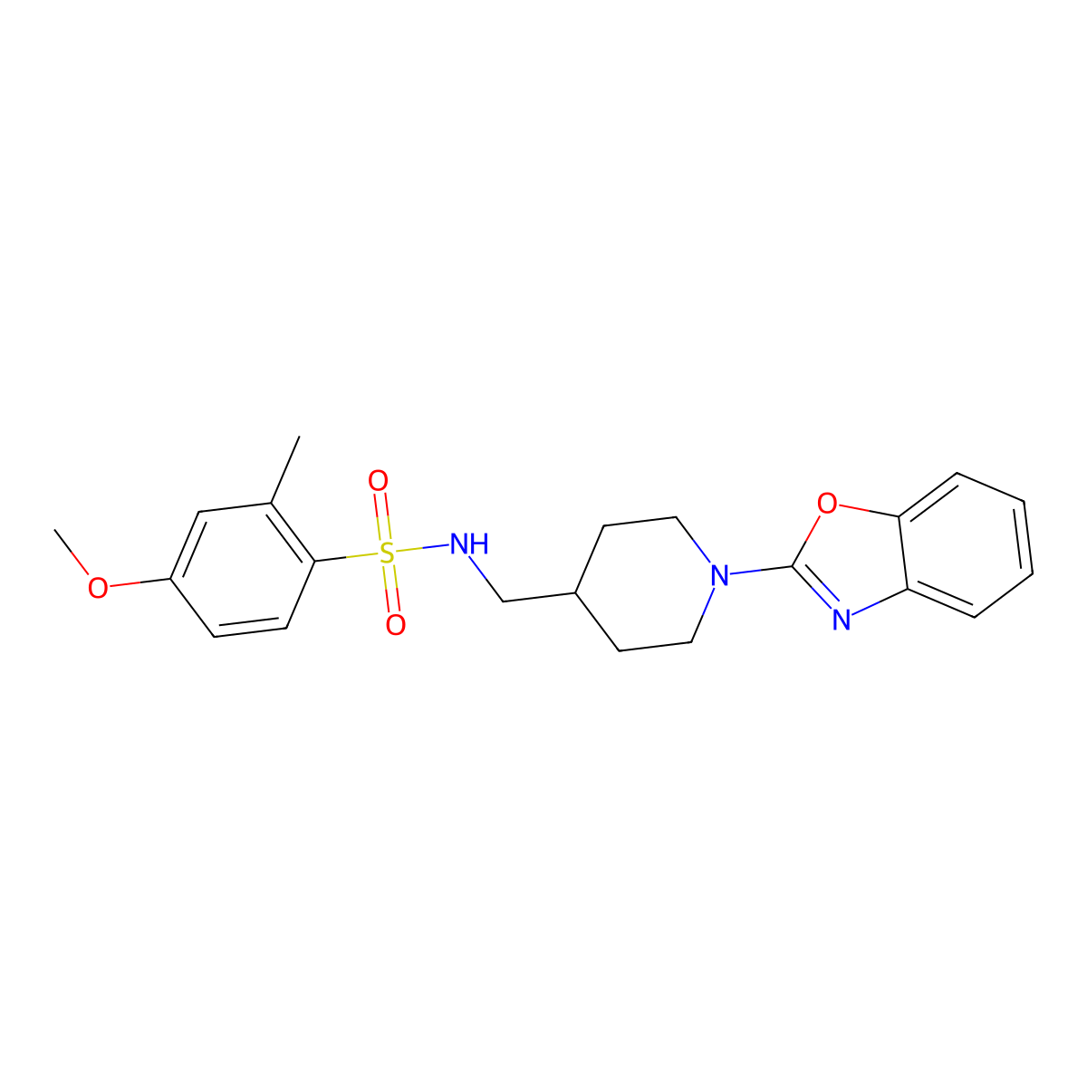 N-((1-(benzo[d]oxazol-2-yl)piperidin-4-yl)methyl)-4-methoxy-2-methylbenzenesulfonamide molecular structure, CAS 1797952-67-0