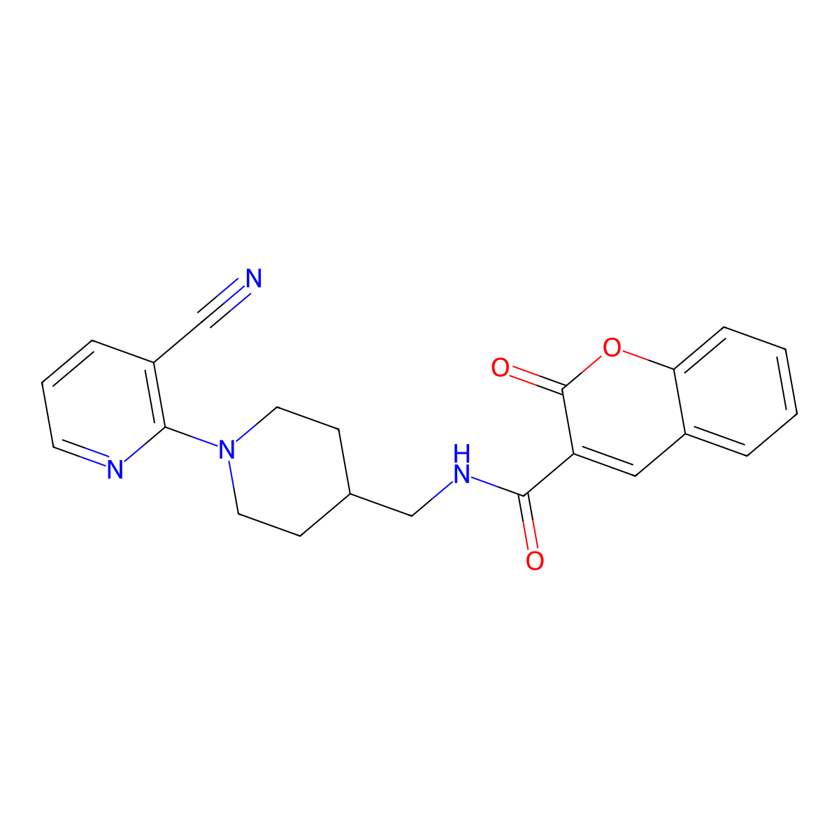N-((1-(3-cyanopyridin-2-yl)piperidin-4-yl)methyl)-2-oxo-2H-chromene-3-carboxamide molecular structure, CAS 1797953-34-4