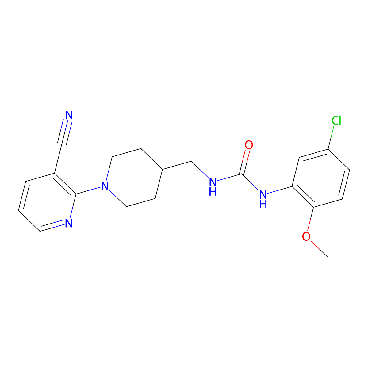 1-(5-Chloro-2-methoxyphenyl)-3-((1-(3-cyanopyridin-2-yl)piperidin-4-yl)methyl)urea molecular structure, CAS 1797953-46-8