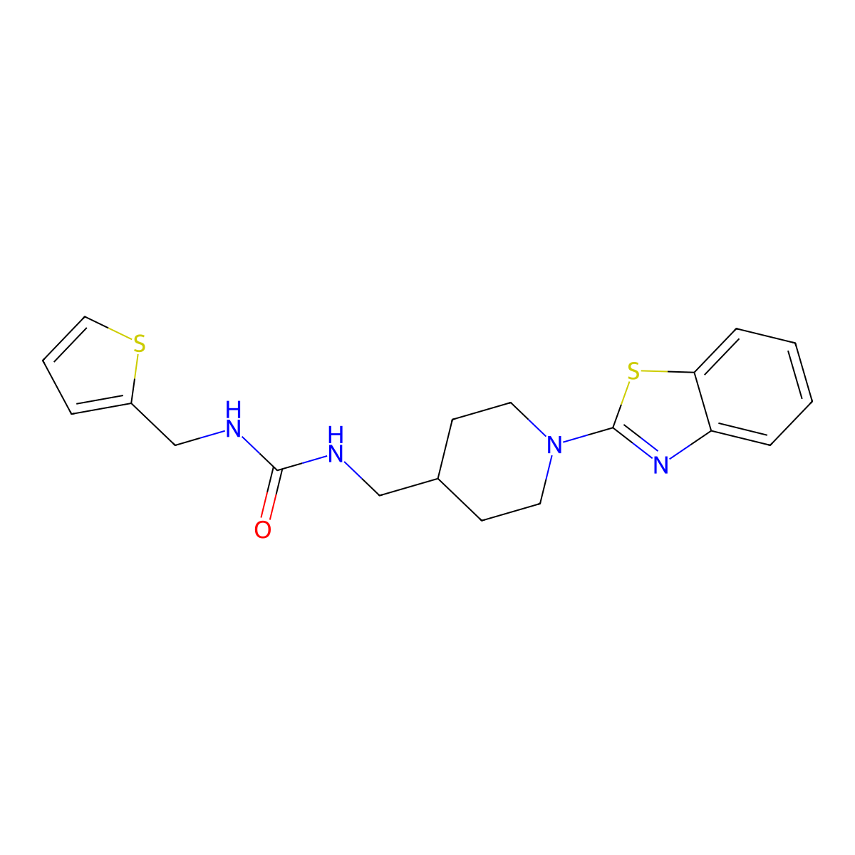 1-((1-(Benzo[d]thiazol-2-yl)piperidin-4-yl)methyl)-3-(thiophen-2-ylmethyl)urea molecular structure, CAS 1797953-67-3