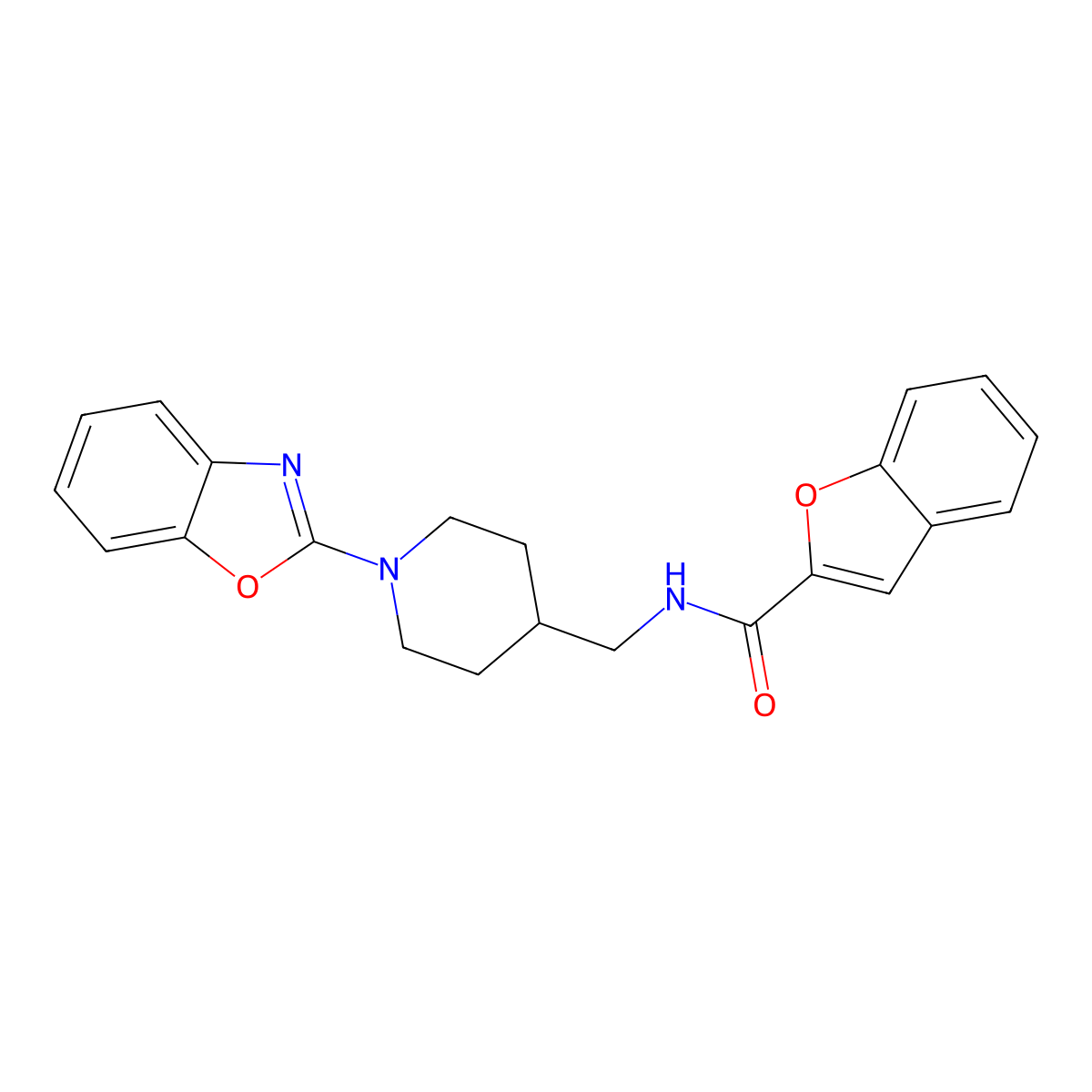 N-((1-(benzo[d]oxazol-2-yl)piperidin-4-yl)methyl)benzofuran-2-carboxamide molecular structure, CAS 1797953-80-0