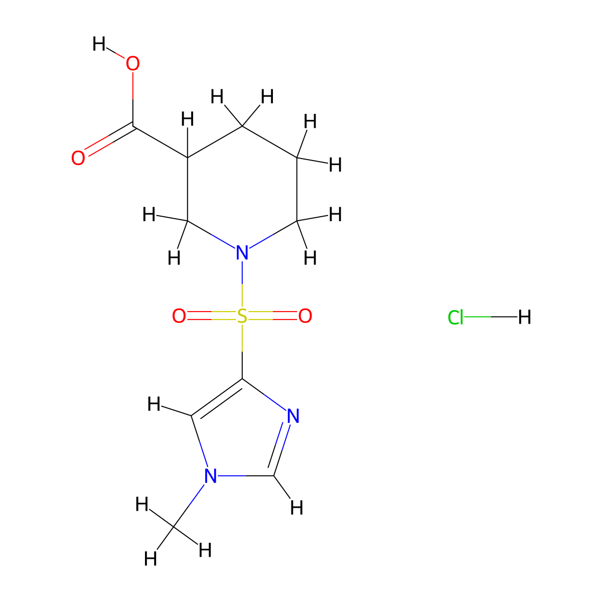 1-[(1-methyl-1H-imidazol-4-yl)sulfonyl]piperidine-3-carboxylic acid hydrochloride molecular structure, CAS 1797954-24-5
