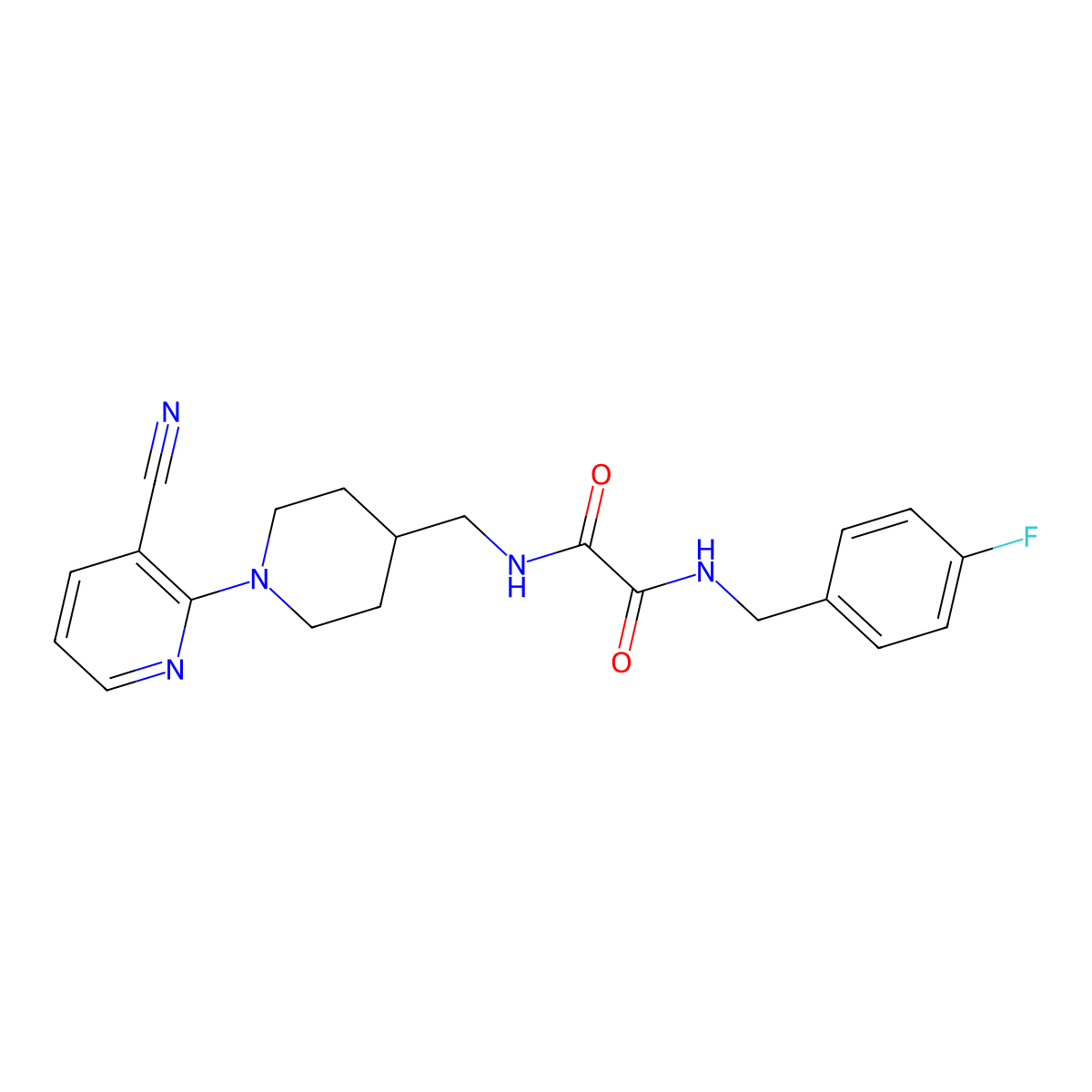N1-((1-(3-cyanopyridin-2-yl)piperidin-4-yl)methyl)-N2-(4-fluorobenzyl)oxalamide molecular structure, CAS 1797954-70-1