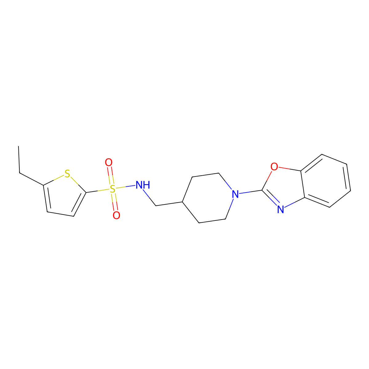 N-((1-(benzo[d]oxazol-2-yl)piperidin-4-yl)methyl)-5-ethylthiophene-2-sulfonamide molecular structure, CAS 1797954-97-2