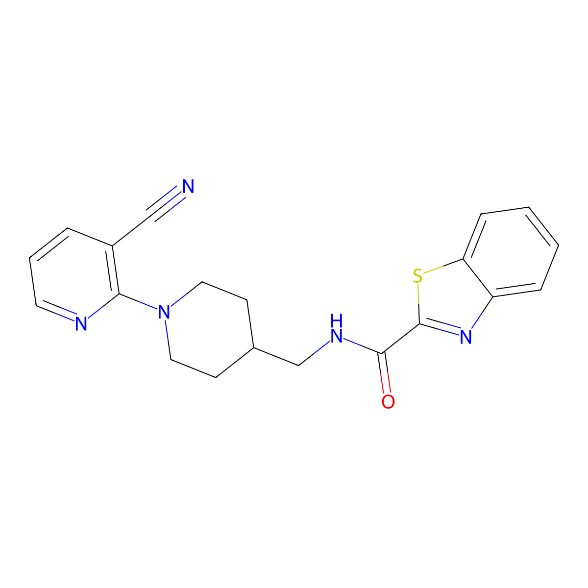 N-((1-(3-cyanopyridin-2-yl)piperidin-4-yl)methyl)benzo[d]thiazole-2-carboxamide molecular structure, CAS 1797955-08-8