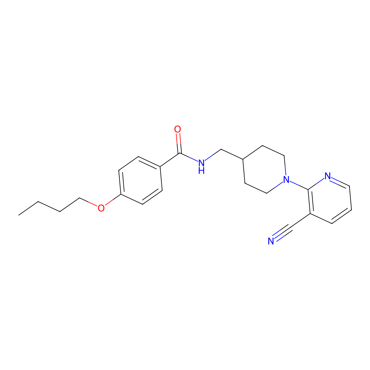 4-butoxy-N-{[1-(3-cyanopyridin-2-yl)piperidin-4-yl]methyl}benzamide molecular structure, CAS 1797955-13-5