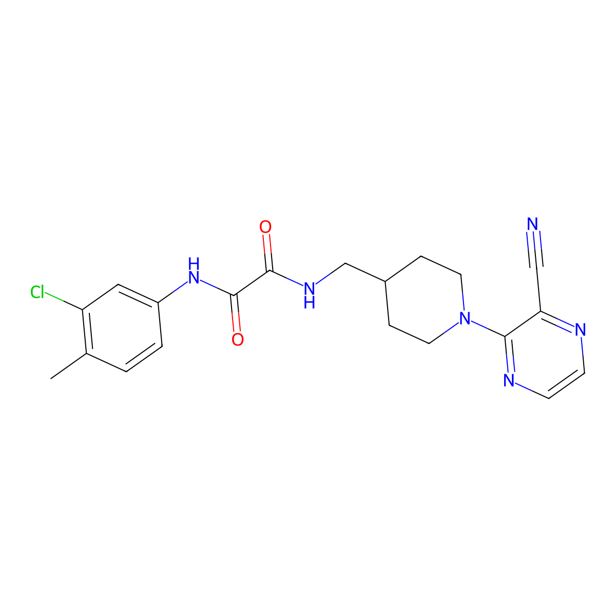 N1-(3-chloro-4-methylphenyl)-N2-((1-(3-cyanopyrazin-2-yl)piperidin-4-yl)methyl)oxalamide molecular structure, CAS 1797955-17-9