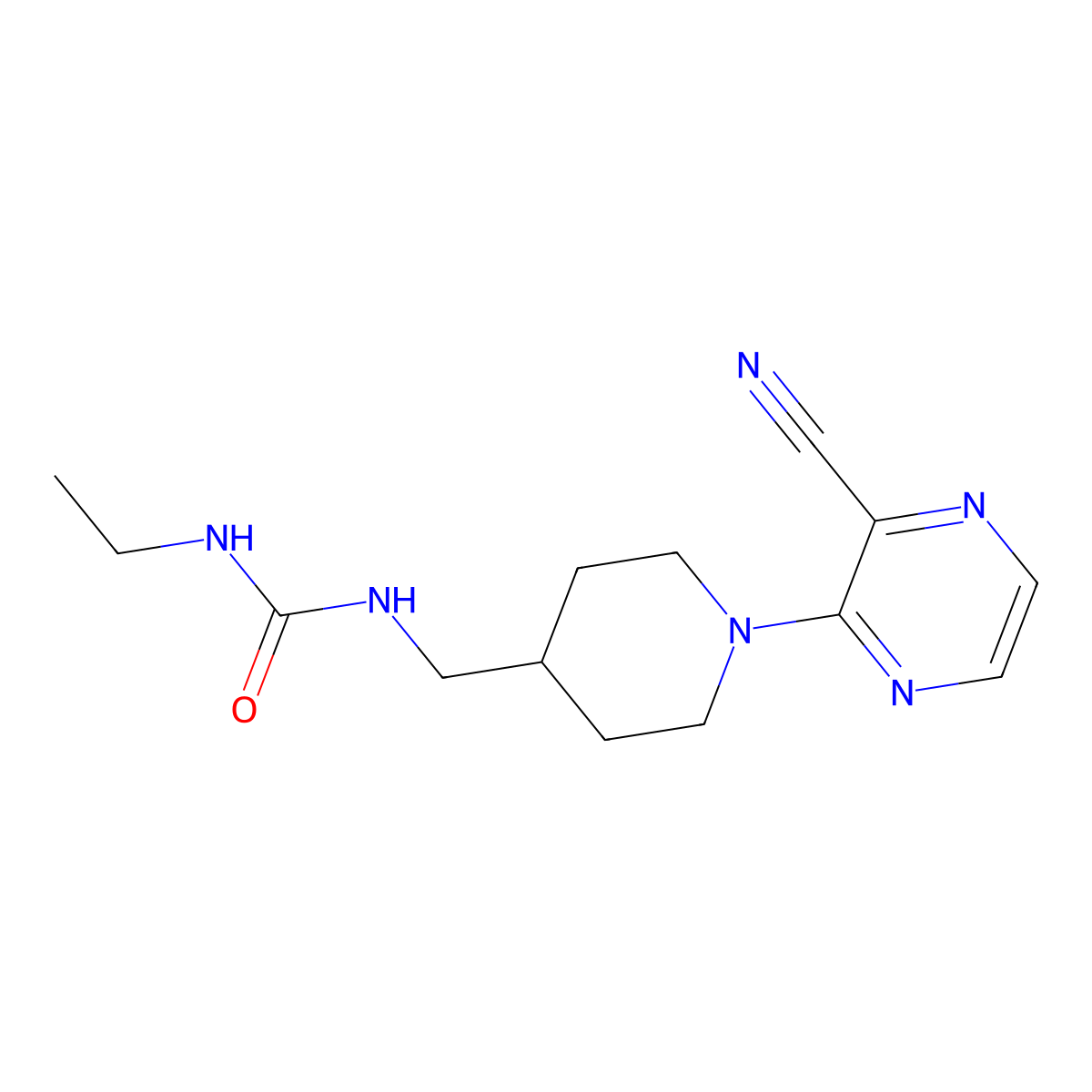 1-{[1-(3-Cyanopyrazin-2-yl)piperidin-4-yl]methyl}-3-ethylurea molecular structure, CAS 1797955-24-8