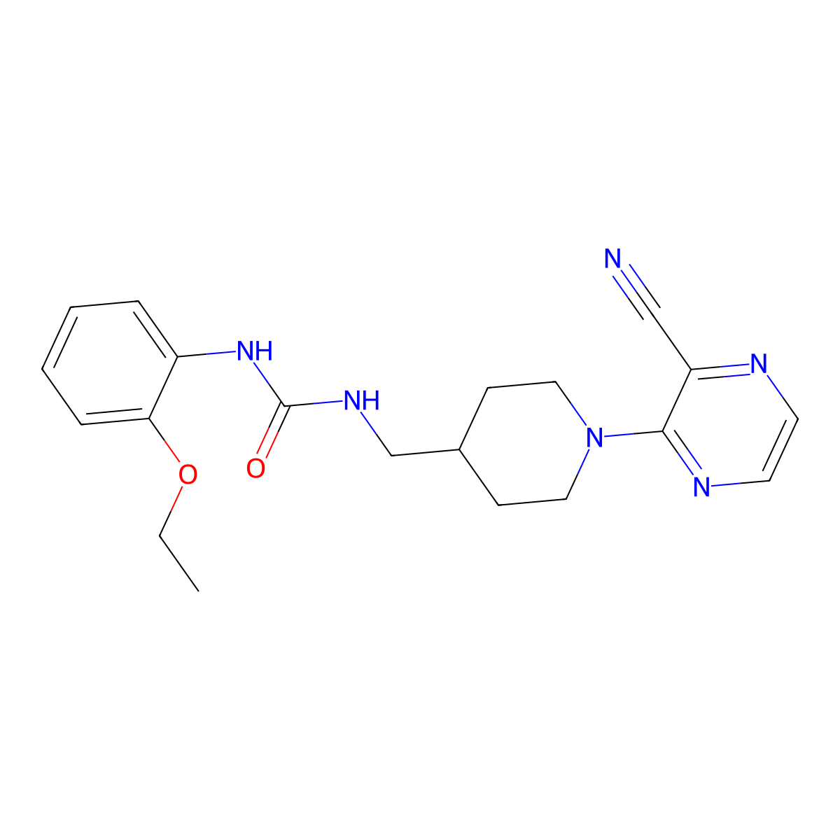 1-((1-(3-Cyanopyrazin-2-yl)piperidin-4-yl)methyl)-3-(2-ethoxyphenyl)urea molecular structure, CAS 1797955-34-0