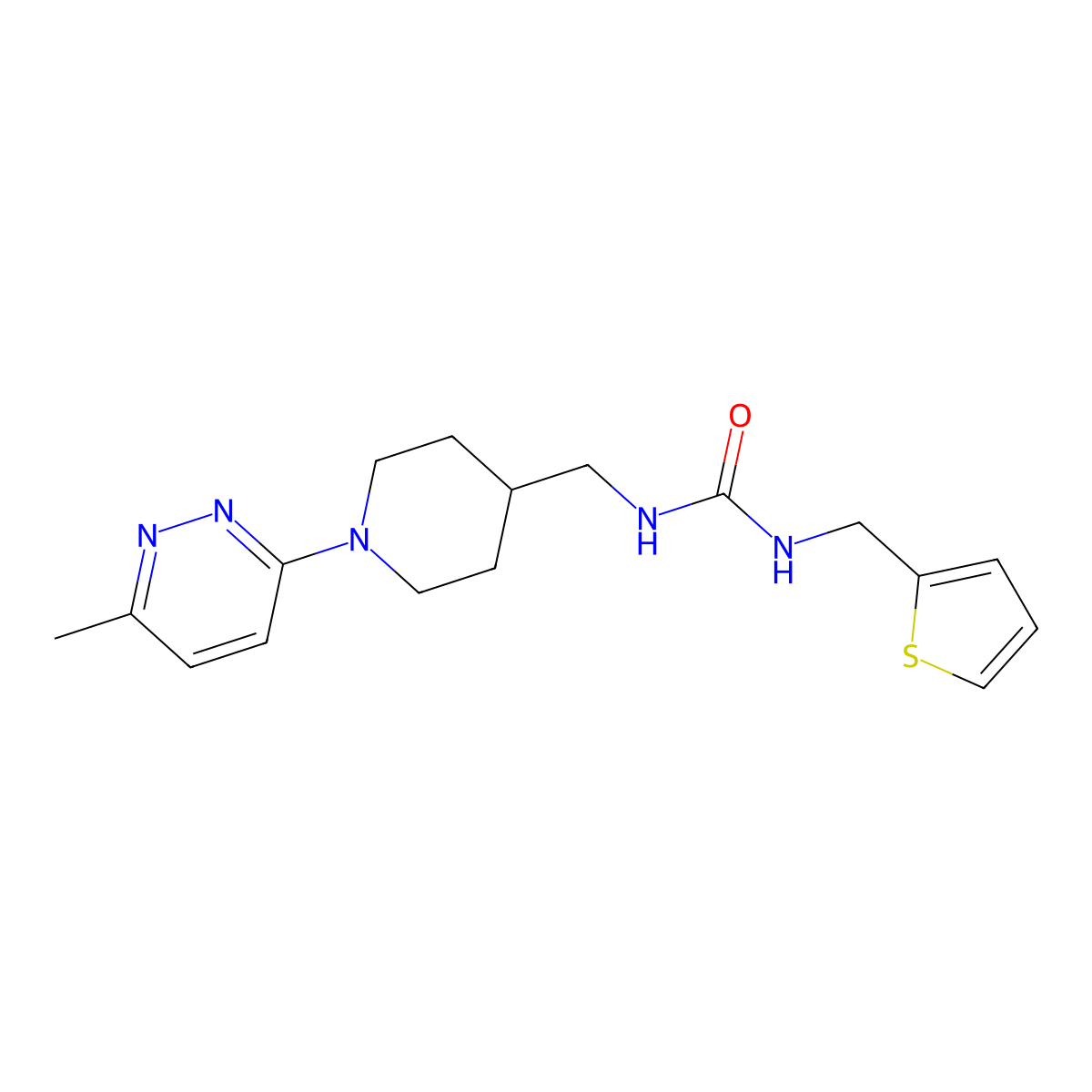 1-((1-(6-Methylpyridazin-3-yl)piperidin-4-yl)methyl)-3-(thiophen-2-ylmethyl)urea molecular structure, CAS 1797955-42-0