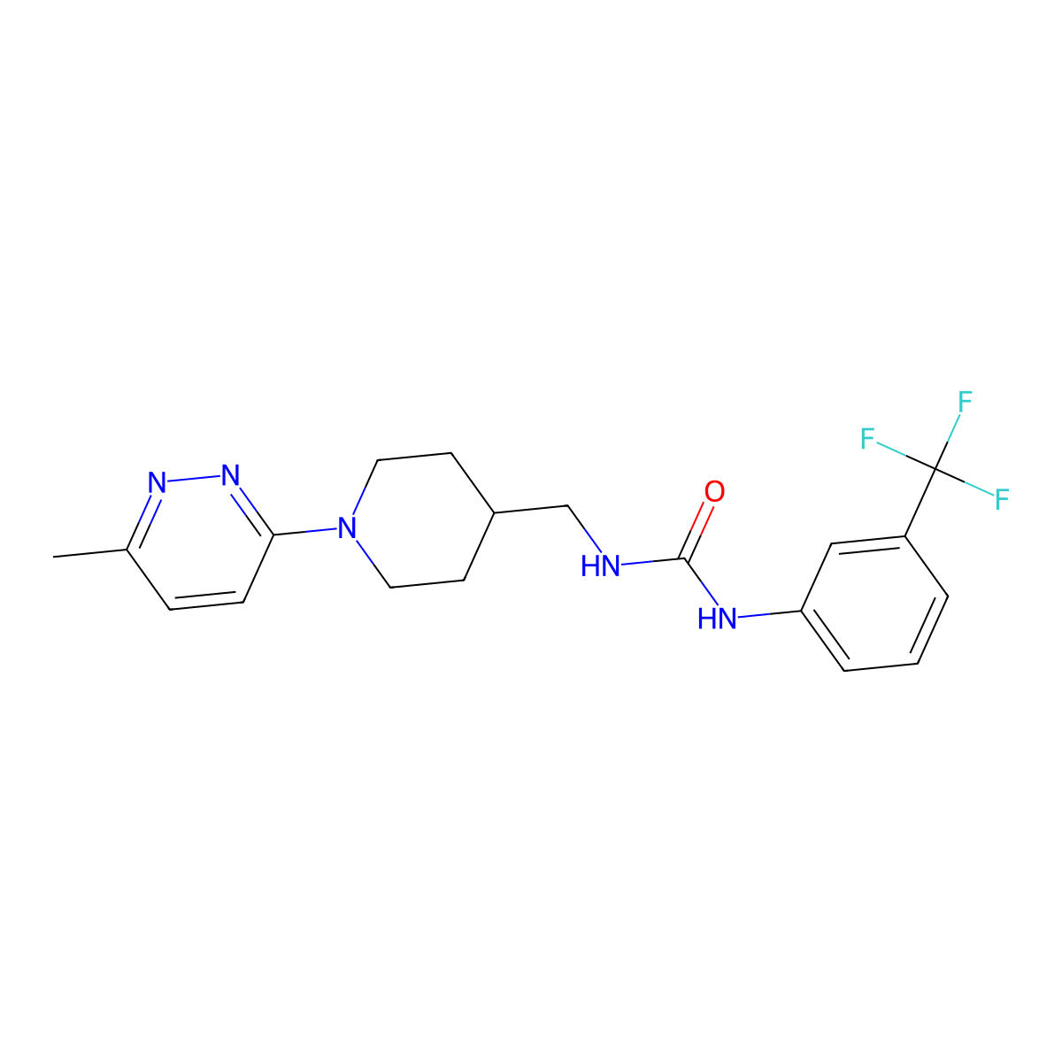 1-((1-(6-Methylpyridazin-3-yl)piperidin-4-yl)methyl)-3-(3-(trifluoromethyl)phenyl)urea molecular structure, CAS 1797955-54-4