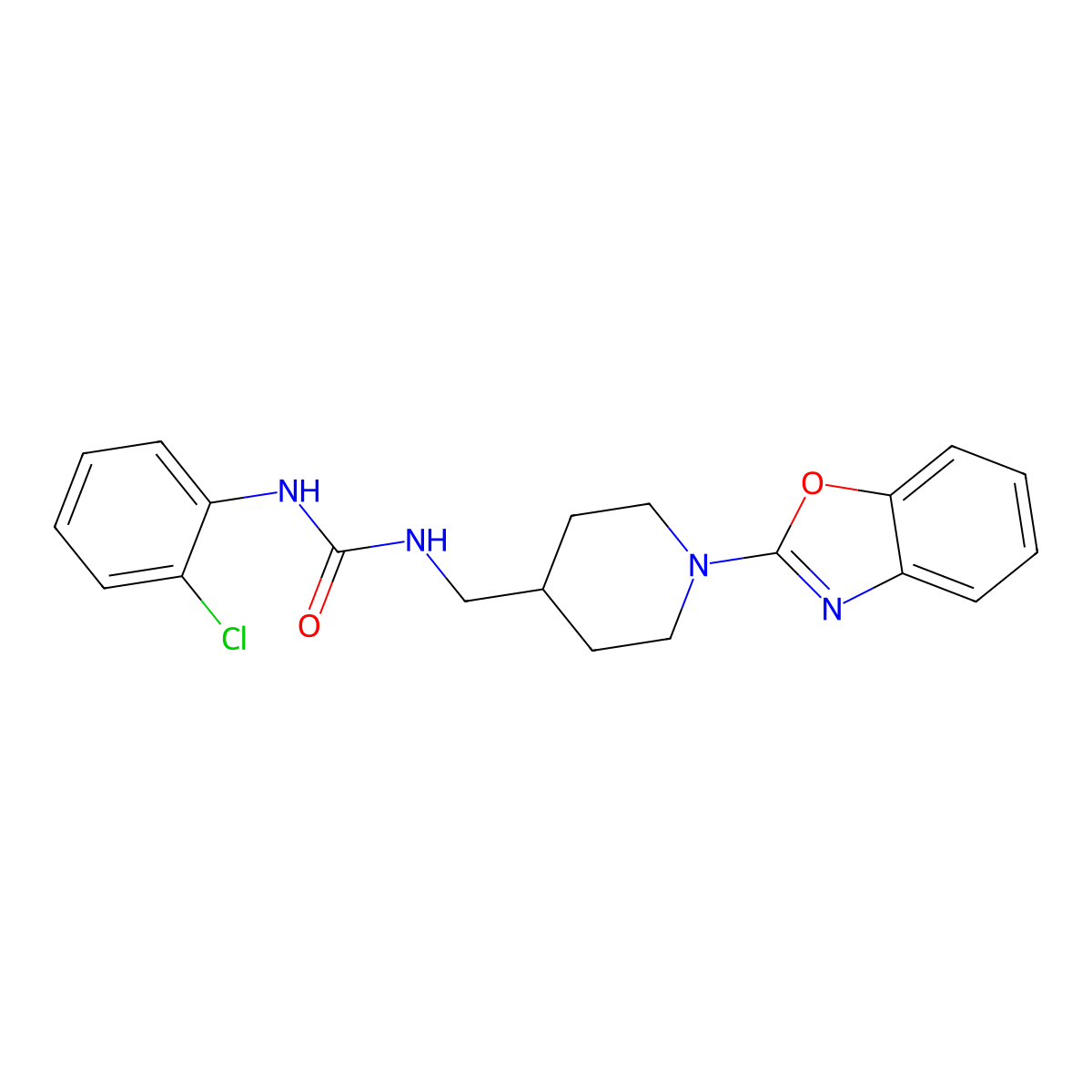 1-((1-(Benzo[d]oxazol-2-yl)piperidin-4-yl)methyl)-3-(2-chlorophenyl)urea molecular structure, CAS 1797955-78-2