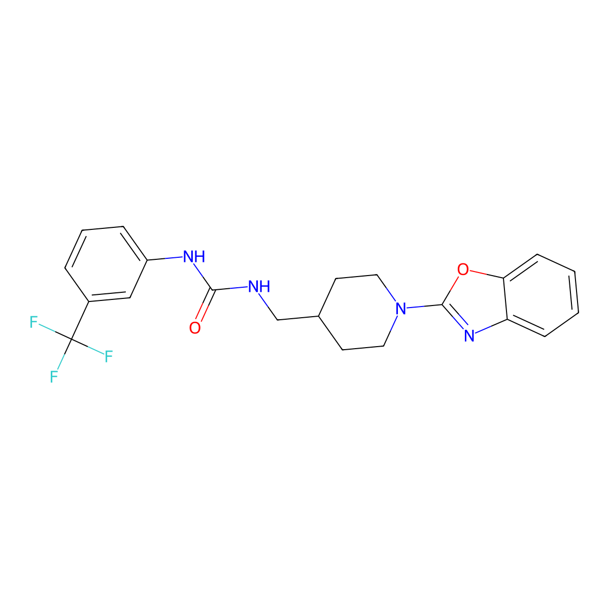 1-((1-(Benzo[d]oxazol-2-yl)piperidin-4-yl)methyl)-3-(3-(trifluoromethyl)phenyl)urea molecular structure, CAS 1797955-88-4