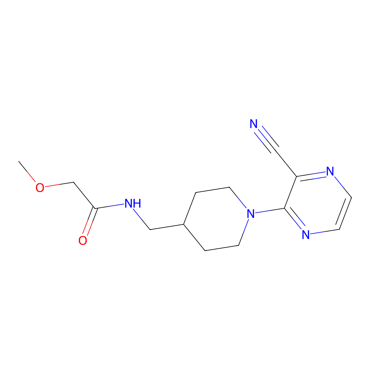 N-{[1-(3-cyanopyrazin-2-yl)piperidin-4-yl]methyl}-2-methoxyacetamide molecular structure, CAS 1797955-98-6