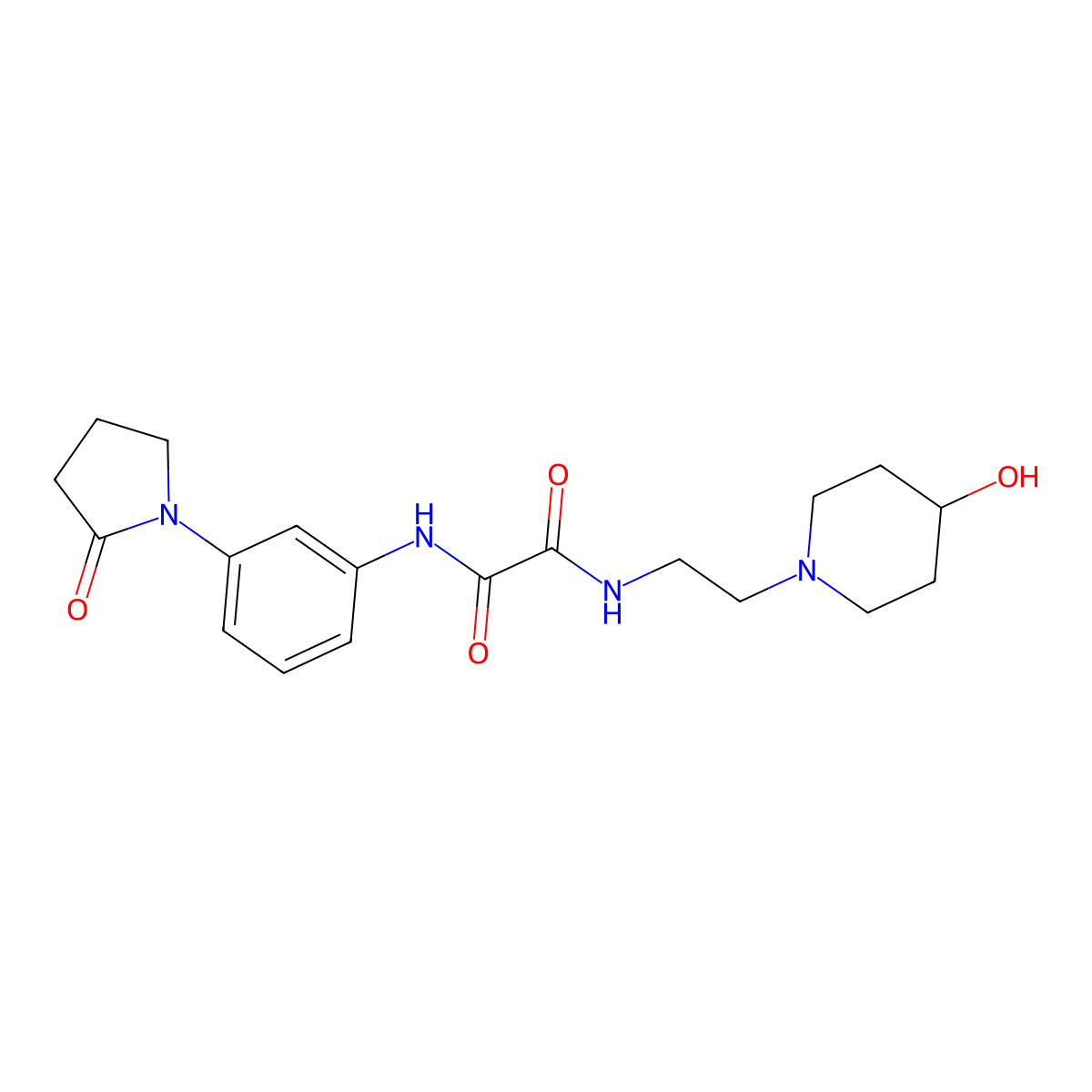 N1-(2-(4-hydroxypiperidin-1-yl)ethyl)-N2-(3-(2-oxopyrrolidin-1-yl)phenyl)oxalamide molecular structure, CAS 1797956-06-9