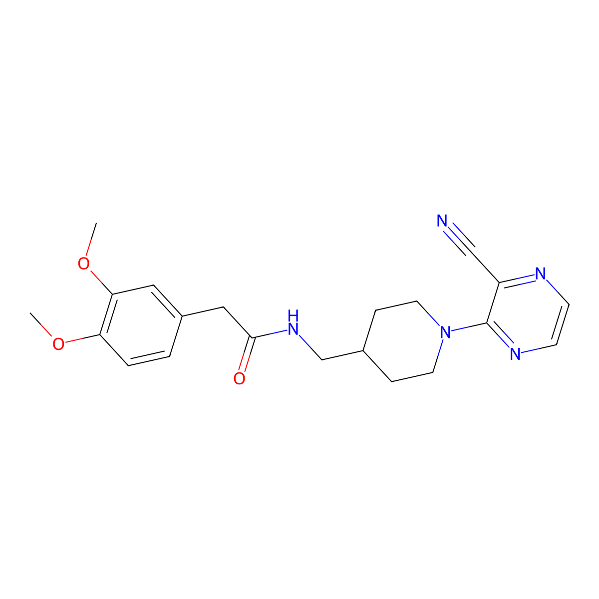 N-{[1-(3-cyanopyrazin-2-yl)piperidin-4-yl]methyl}-2-(3,4-dimethoxyphenyl)acetamide molecular structure, CAS 1797956-12-7