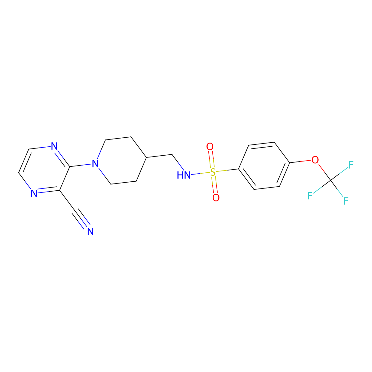 N-((1-(3-cyanopyrazin-2-yl)piperidin-4-yl)methyl)-4-(trifluoromethoxy)benzenesulfonamide molecular structure, CAS 1797956-43-4