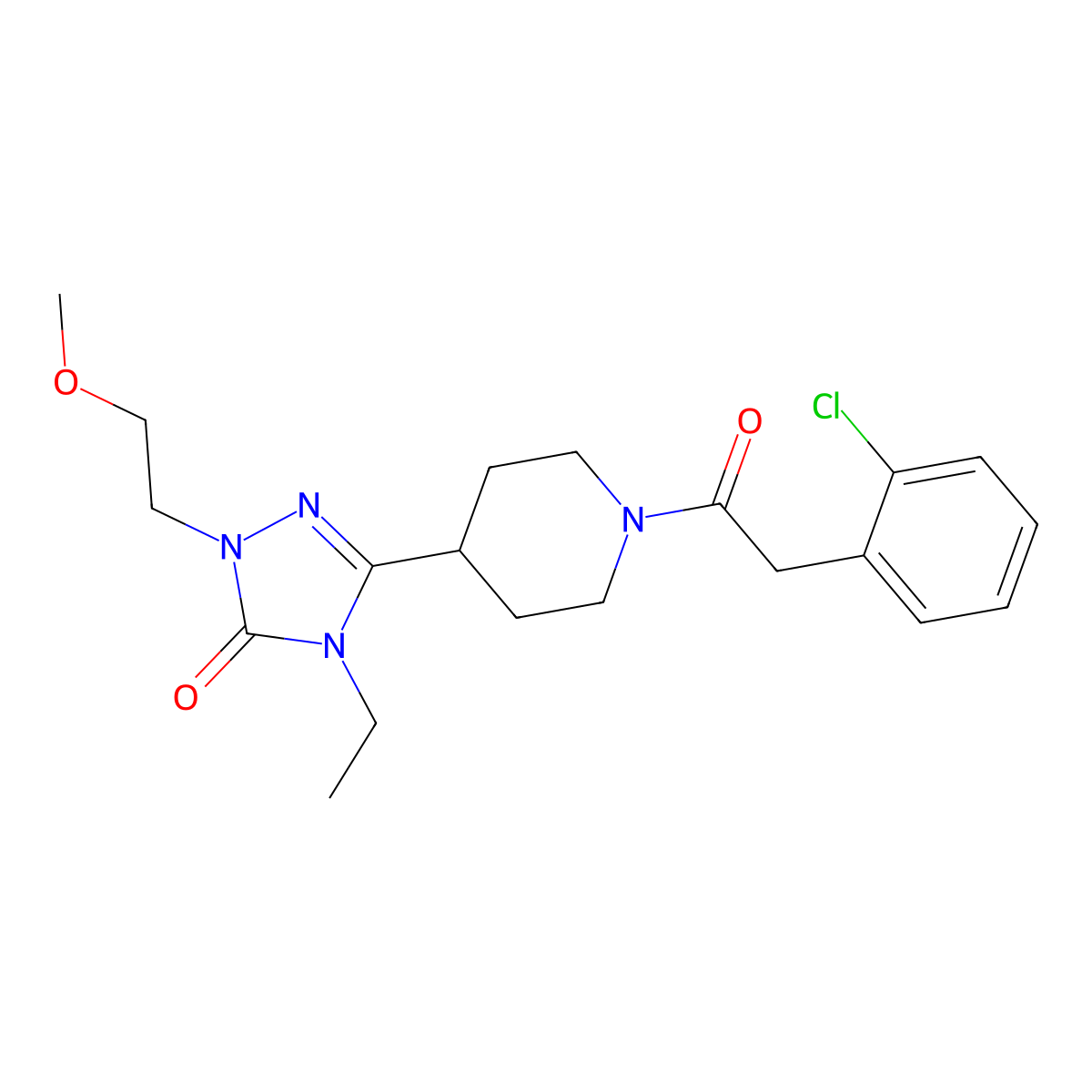 3-(1-(2-(2-chlorophenyl)acetyl)piperidin-4-yl)-4-ethyl-1-(2-methoxyethyl)-1H-1,2,4-triazol-5(4H)-one molecular structure, CAS 1797956-79-6