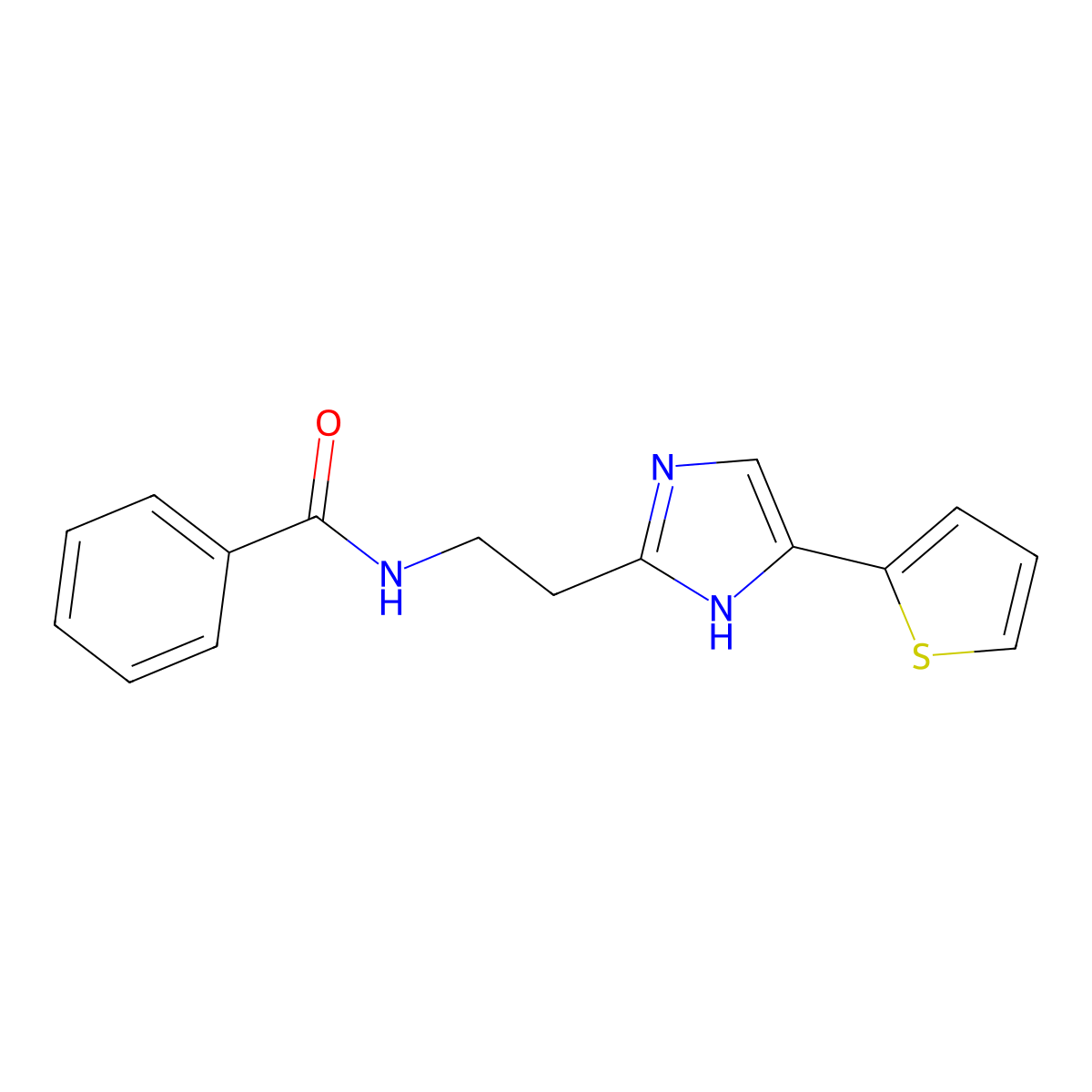 N-(2-(4-(thiophen-2-yl)-1H-imidazol-2-yl)ethyl)benzamide molecular structure, CAS 1797957-12-0