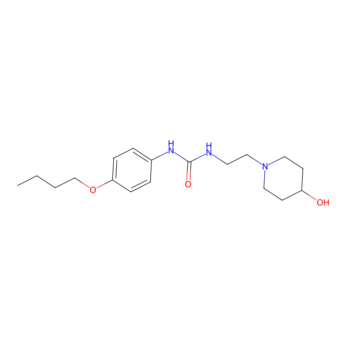 1-(4-Butoxyphenyl)-3-[2-(4-hydroxypiperidin-1-yl)ethyl]urea molecular structure, CAS 1797957-15-3