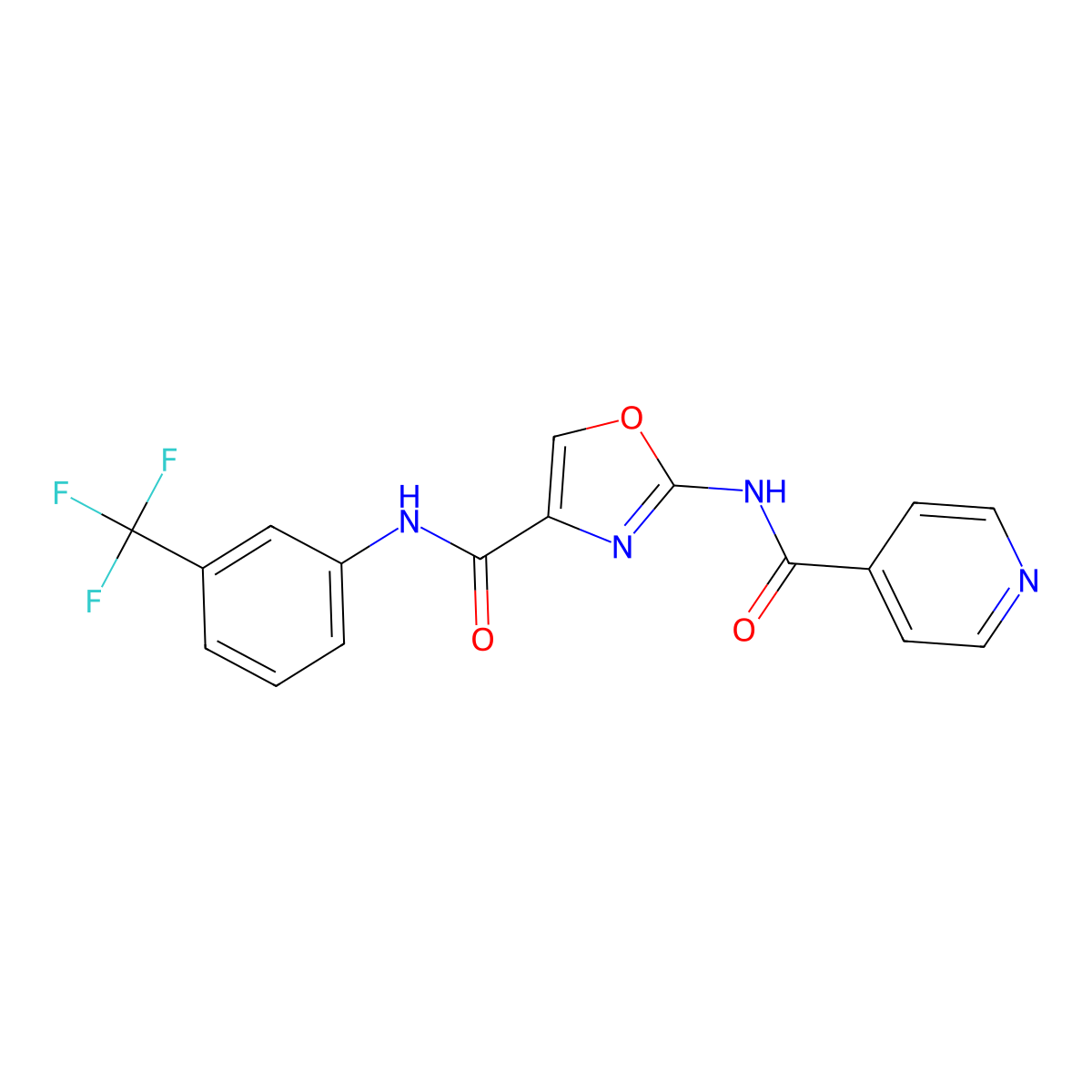 2-(isonicotinamido)-N-(3-(trifluoromethyl)phenyl)oxazole-4-carboxamide molecular structure, CAS 1797957-22-2