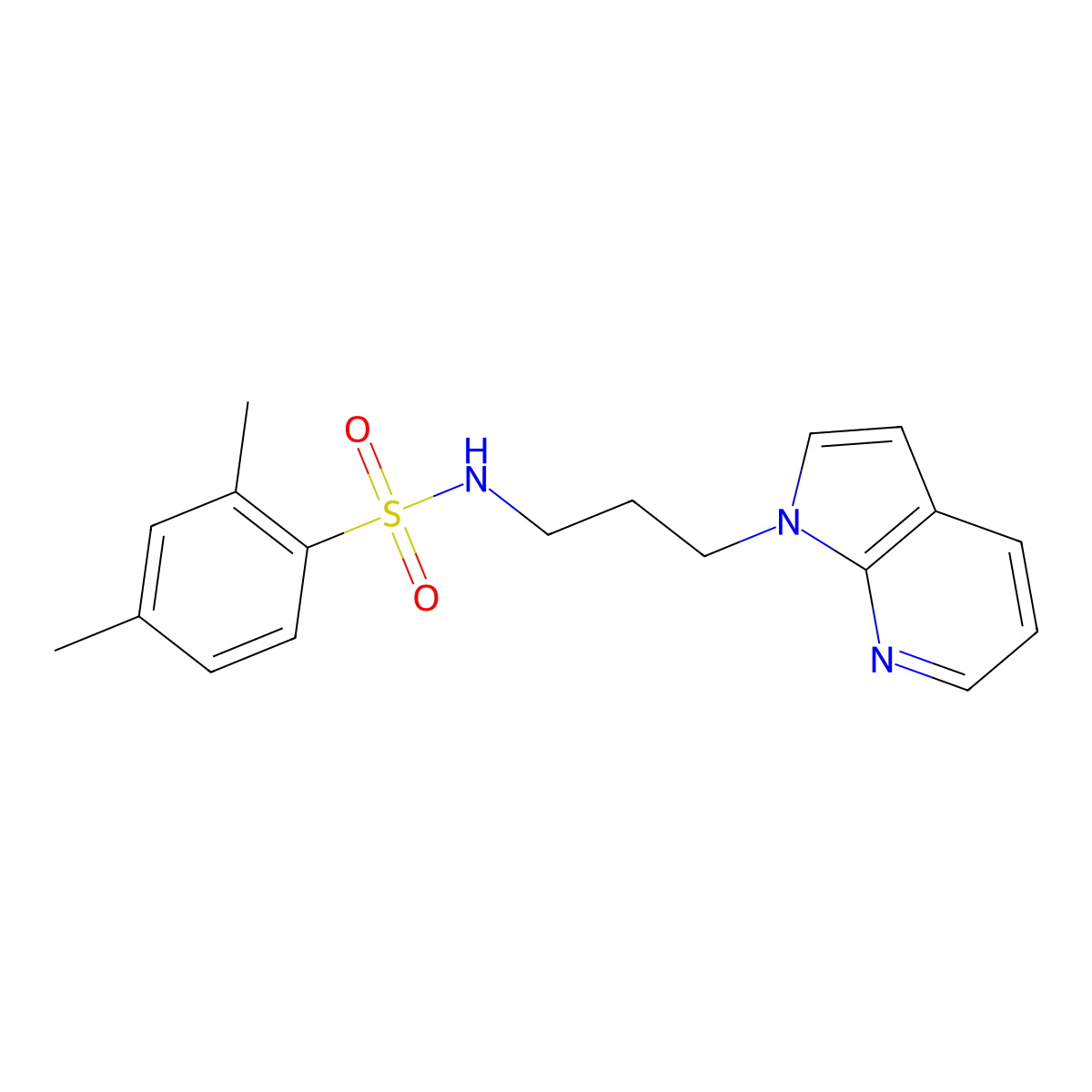 N-(3-(1H-pyrrolo[2,3-b]pyridin-1-yl)propyl)-2,4-dimethylbenzenesulfonamide molecular structure, CAS 1797957-25-5