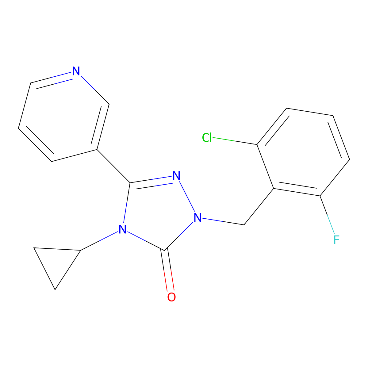 1-(2-chloro-6-fluorobenzyl)-4-cyclopropyl-3-(pyridin-3-yl)-1H-1,2,4-triazol-5(4H)-one molecular structure, CAS 1797957-35-7