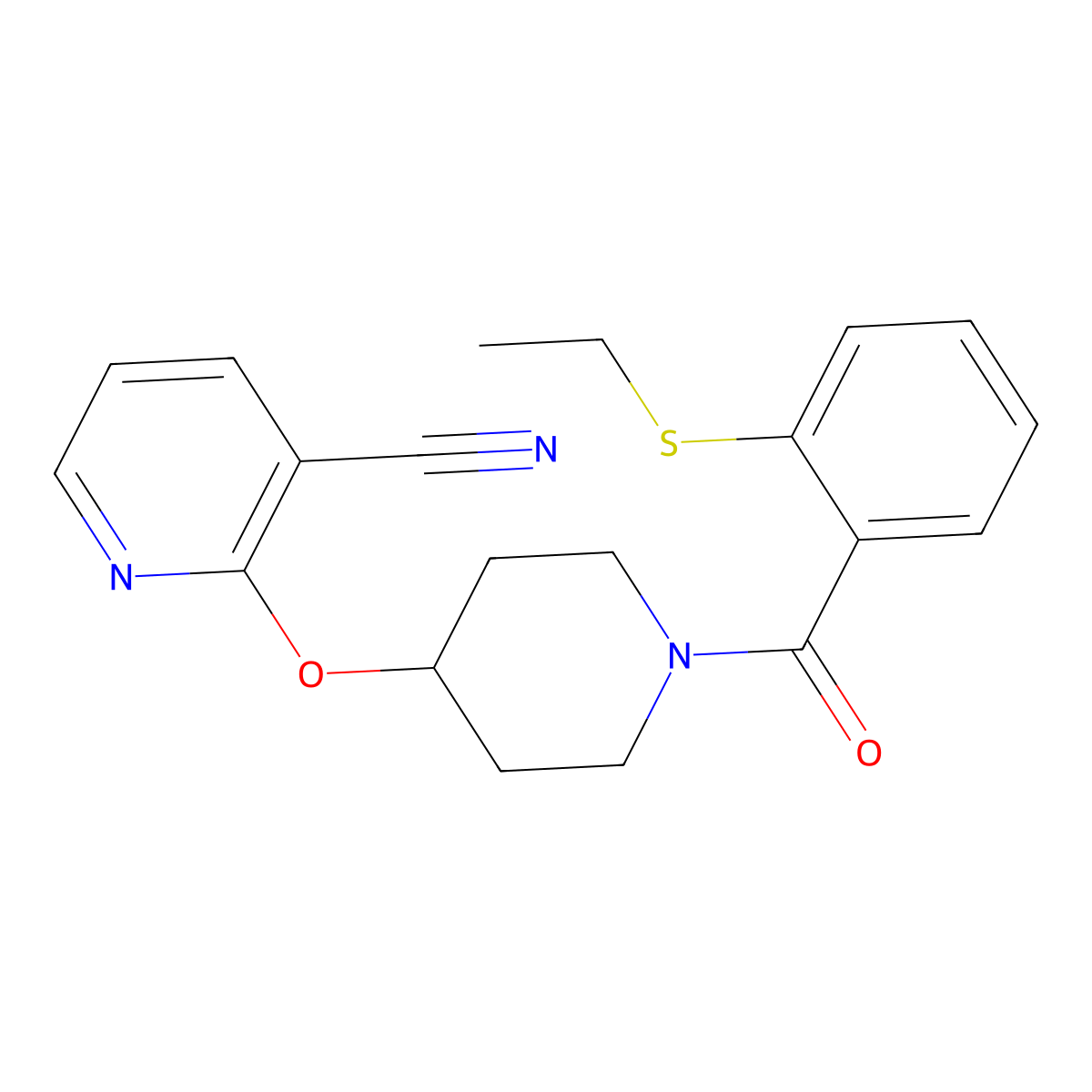 2-((1-(2-(Ethylthio)benzoyl)piperidin-4-yl)oxy)nicotinonitrile molecular structure, CAS 1797957-41-5