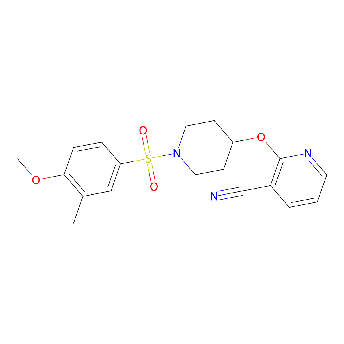 2-((1-((4-Methoxy-3-methylphenyl)sulfonyl)piperidin-4-yl)oxy)nicotinonitrile molecular structure, CAS 1797957-48-2