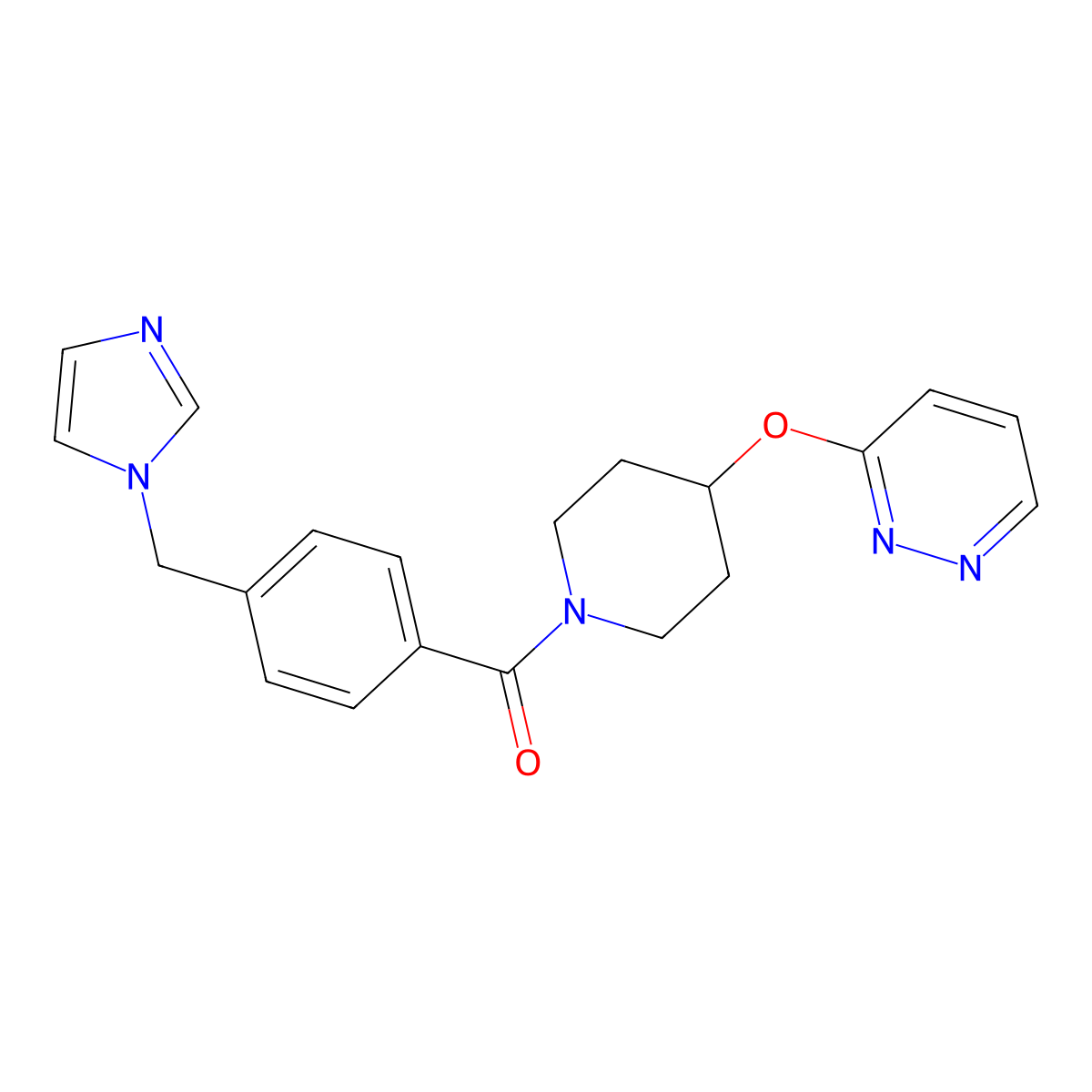 (4-((1H-imidazol-1-yl)methyl)phenyl)(4-(pyridazin-3-yloxy)piperidin-1-yl)methanone molecular structure, CAS 1797957-71-1