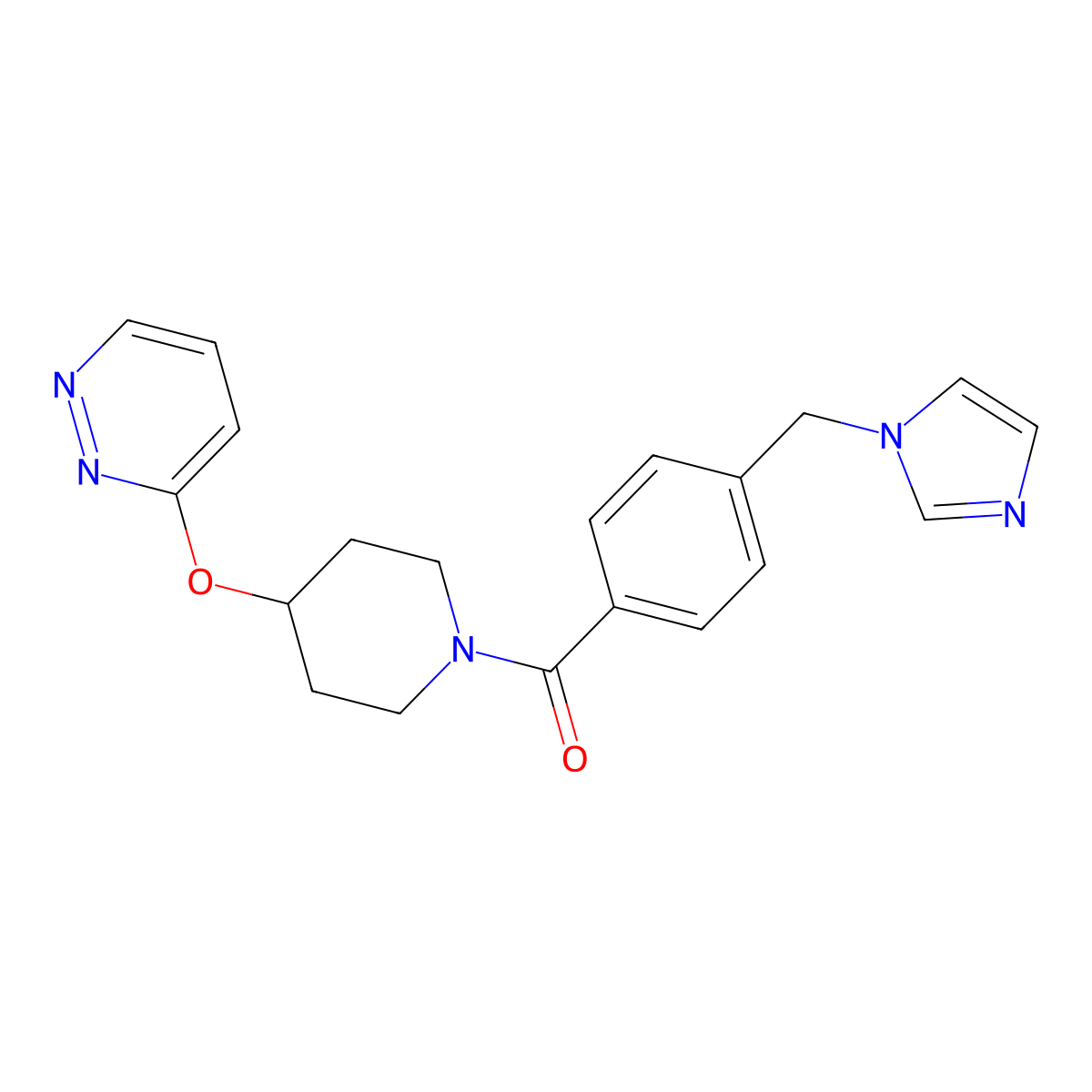 (4-((1H-imidazol-1-yl)methyl)phenyl)(4-(pyridazin-3-yloxy)piperidin-1-yl)methanone molecular structure, CAS 1797957-71-1