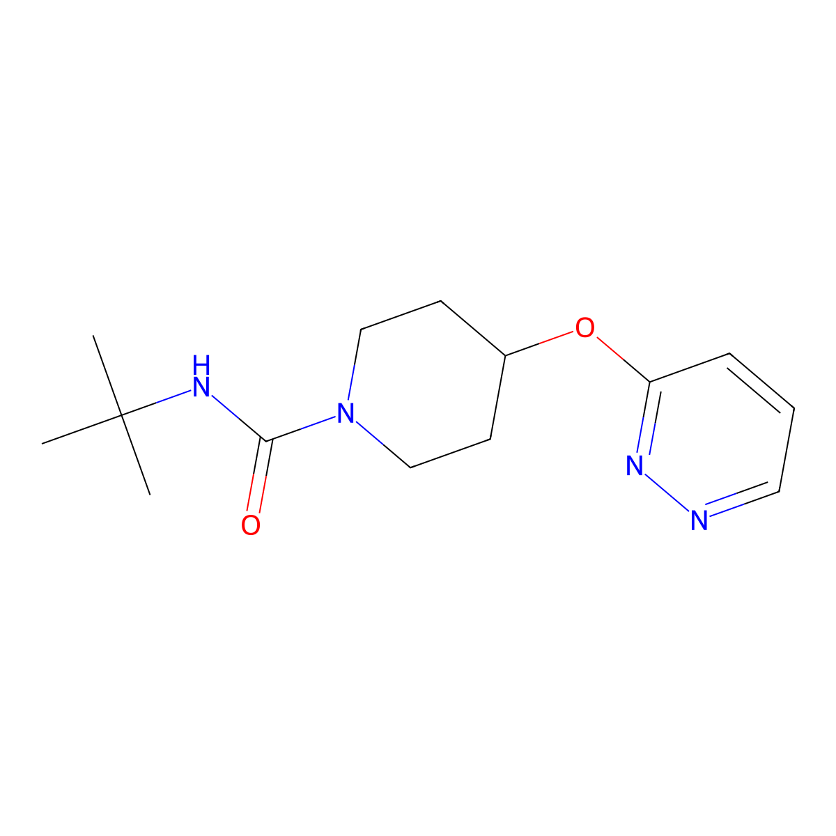N-(tert-butyl)-4-(pyridazin-3-yloxy)piperidine-1-carboxamide molecular structure, CAS 1797957-99-3