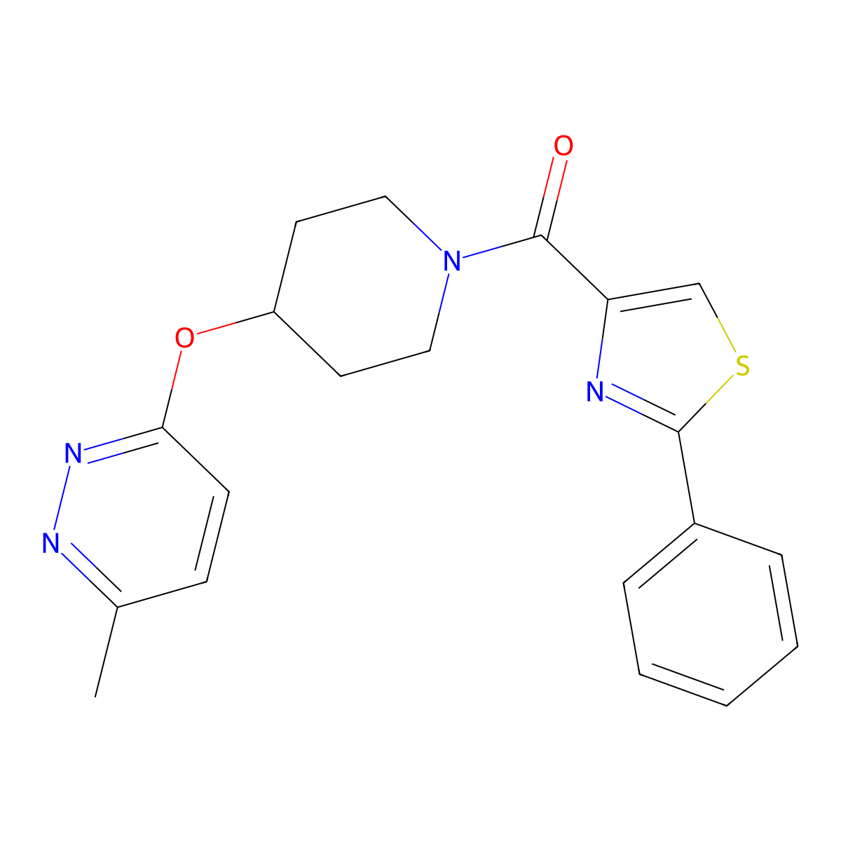 (4-((6-Methylpyridazin-3-yl)oxy)piperidin-1-yl)(2-phenylthiazol-4-yl)methanone molecular structure, CAS 1797958-06-5