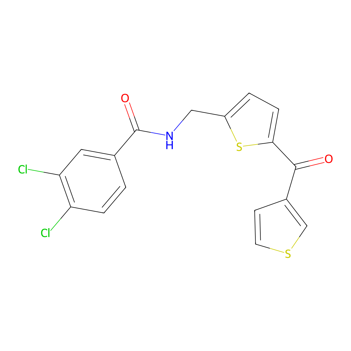 3,4-dichloro-N-{[5-(thiophene-3-carbonyl)thiophen-2-yl]methyl}benzamide molecular structure, CAS 1797958-09-8