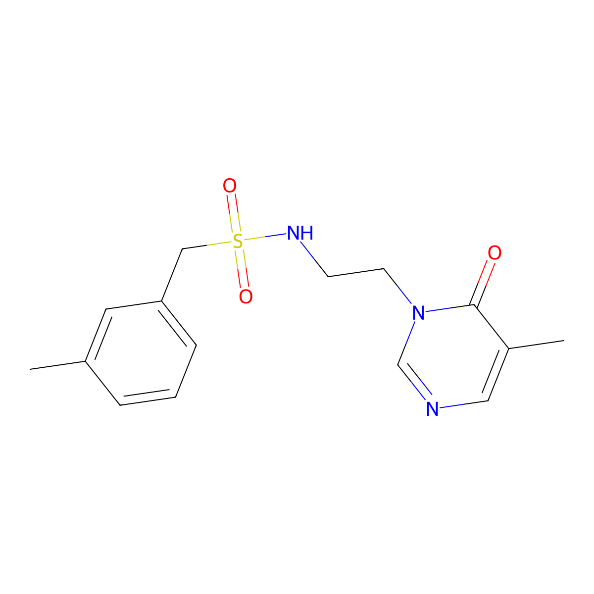 N-(2-(5-methyl-6-oxopyrimidin-1(6H)-yl)ethyl)-1-(m-tolyl)methanesulfonamide molecular structure, CAS 1797958-17-8