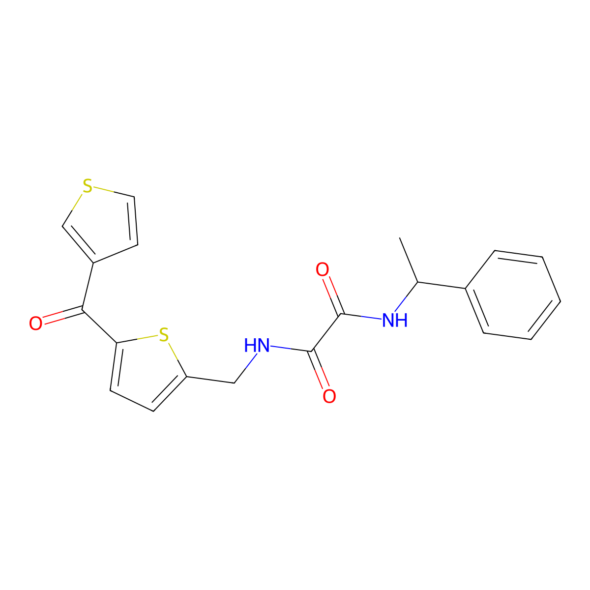 N1-(1-phenylethyl)-N2-((5-(thiophene-3-carbonyl)thiophen-2-yl)methyl)oxalamide molecular structure, CAS 1797958-24-7