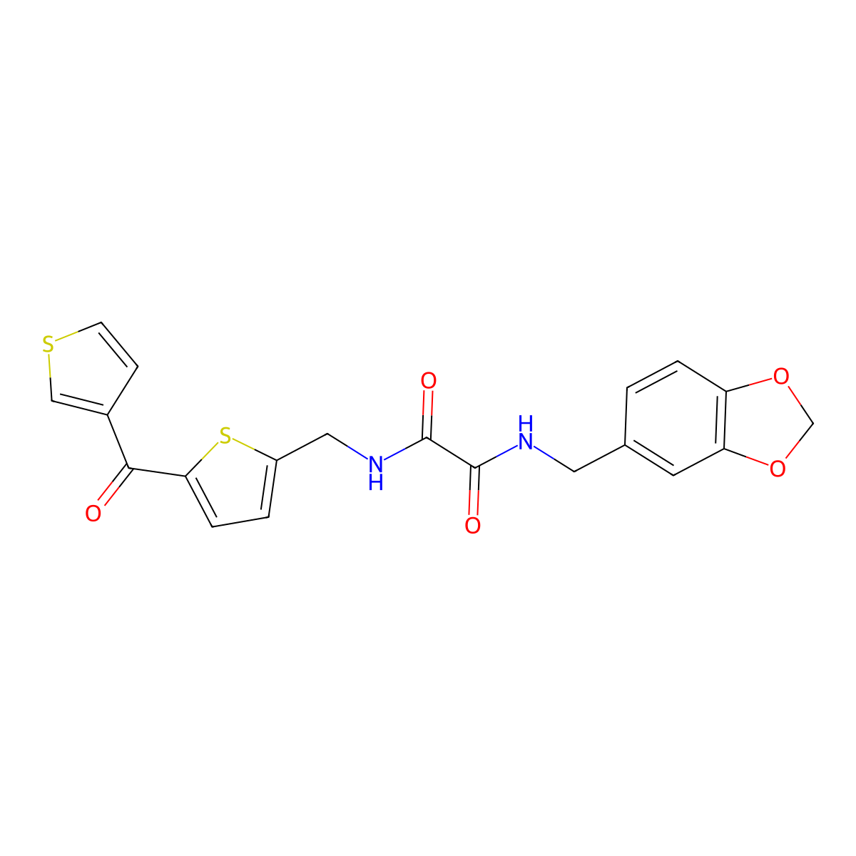 N1-(benzo[d][1,3]dioxol-5-ylmethyl)-N2-((5-(thiophene-3-carbonyl)thiophen-2-yl)methyl)oxalamide molecular structure, CAS 1797958-30-5
