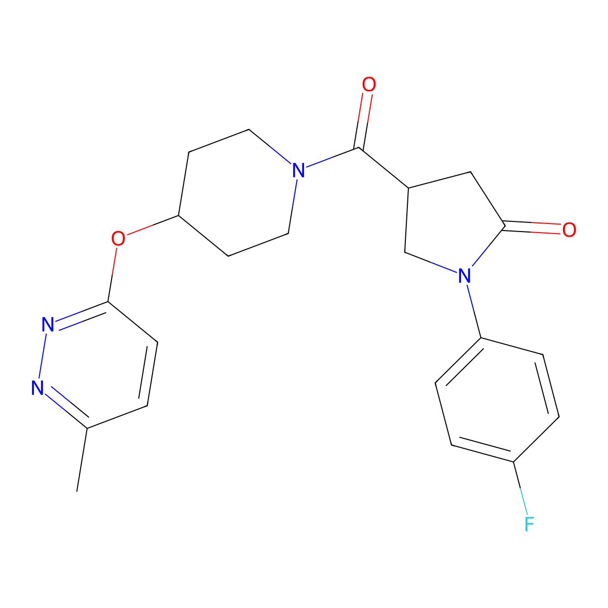 1-(4-Fluorophenyl)-4-(4-((6-methylpyridazin-3-yl)oxy)piperidine-1-carbonyl)pyrrolidin-2-one molecular structure, CAS 1797958-40-7